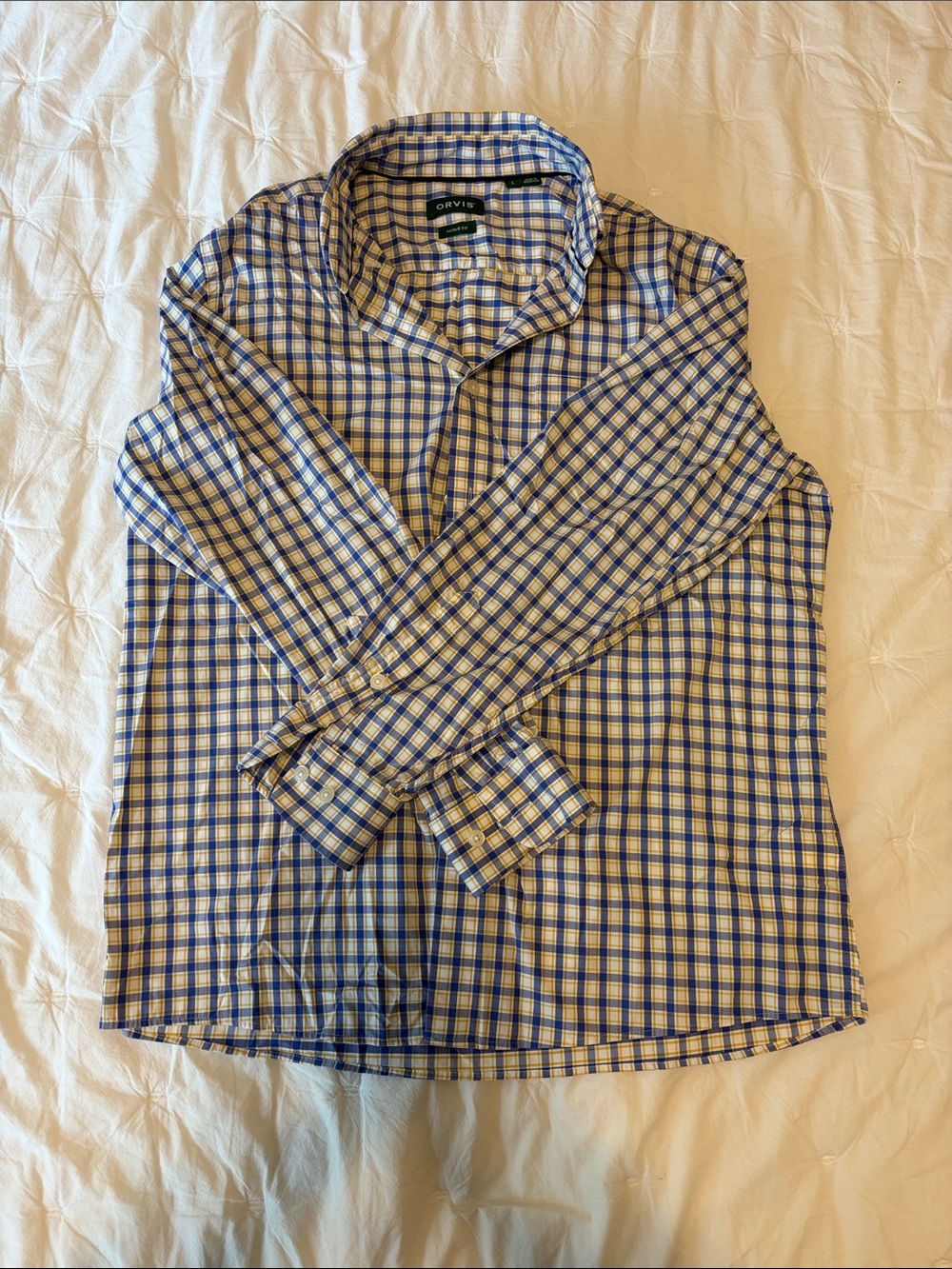 Orvis Blue White Checked Button-Down Shirt
